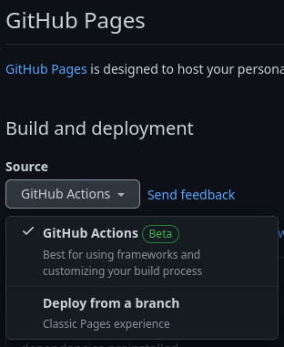 Set Source to GitHub Actions