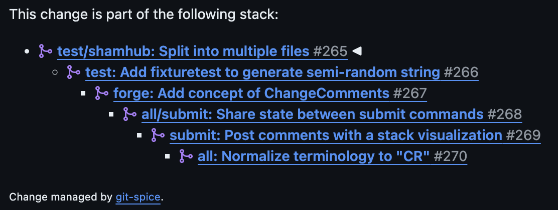 Example of a stack navigation comment